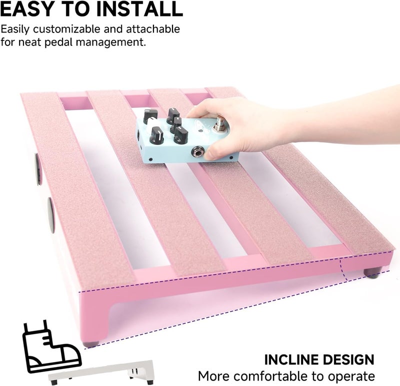 GHOSTFIRE Ghost Fire Limited Edition Guitar Pedal Board Aluminum Alloy 2.6lb Effect Pedalboard 17"x12.5"x3 "with Carry Bag,New V series (V-STANDARD 1.0 PINK) - Image 4